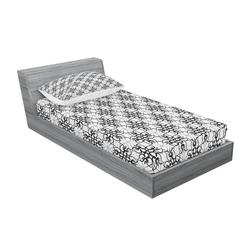 Microfiber Floral Sheet Set, Twin XL Sheet Set with Fitted Sheet