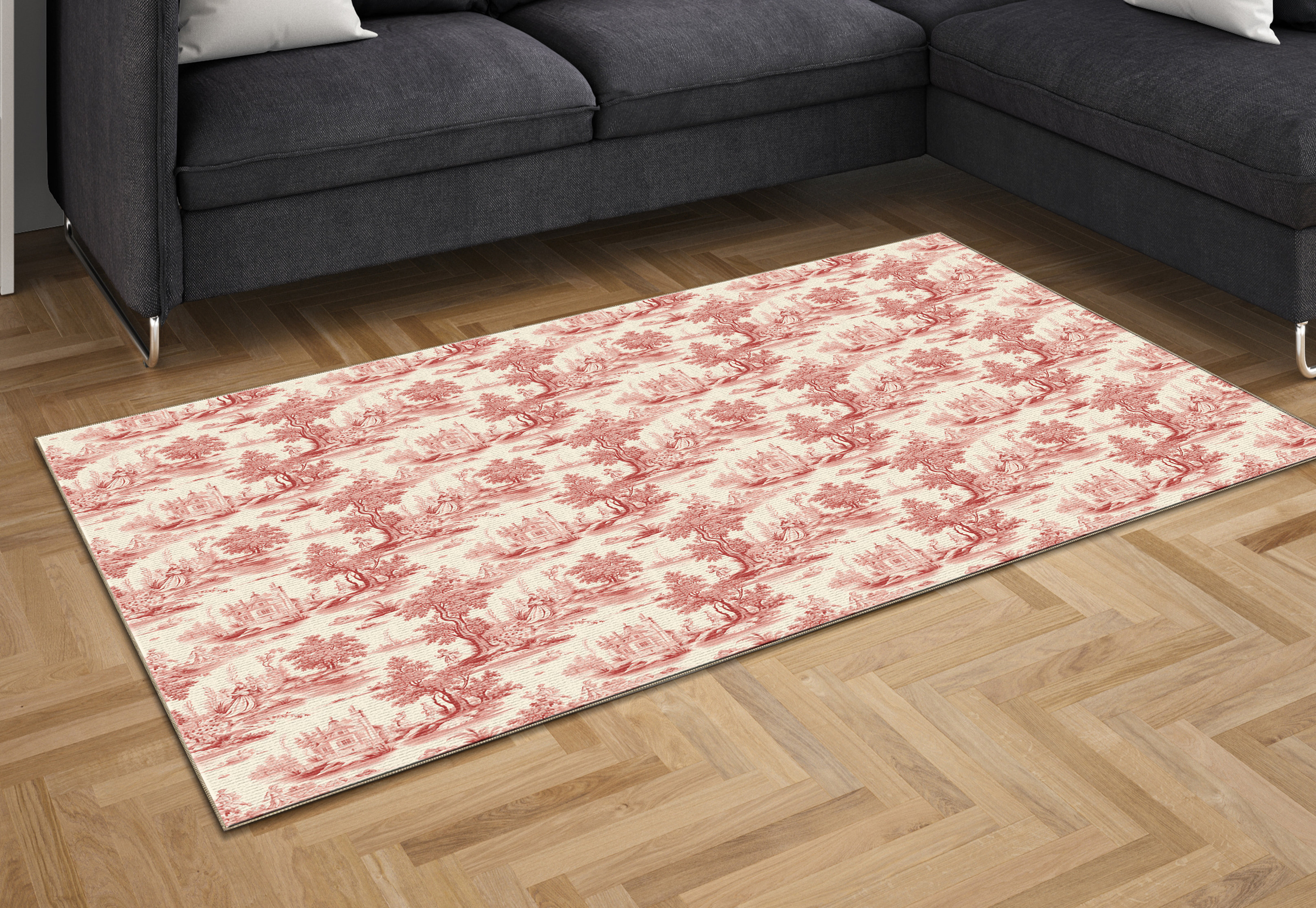 Lofy French Toile Toile Rug | Wayfair