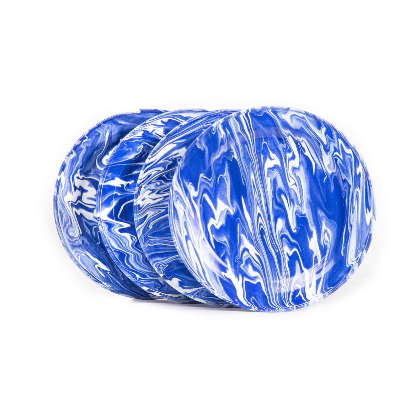 Hand Painted Enamel Ottomar 7" Plate, Blue