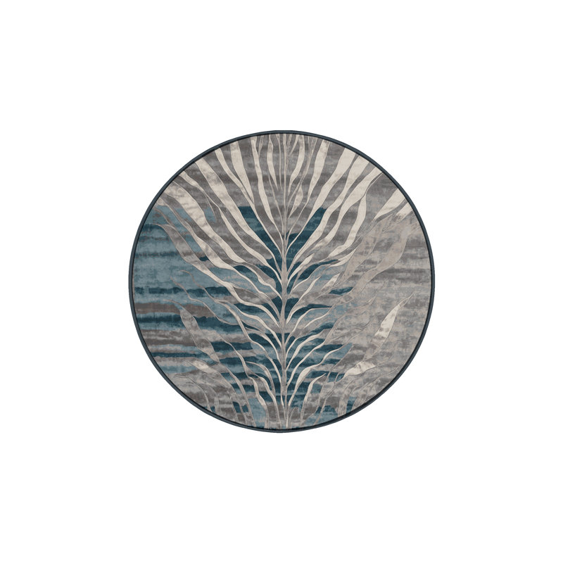 Tapis gris soyeux et moelleux, Rond 4 pi