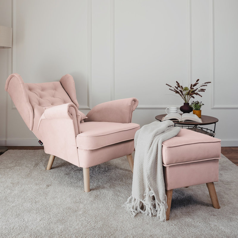 Upholstered Armchair, Pink