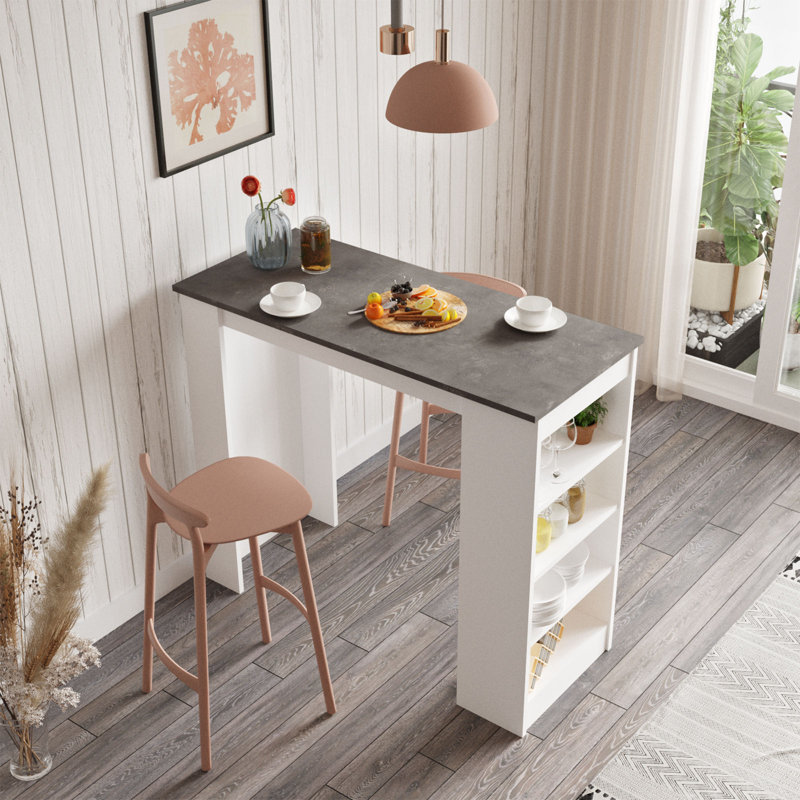 Bar Table, Blanc, Gris