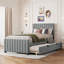 Lit plateforme tapissier simple en velours avec lit gigogne simple-1414730019