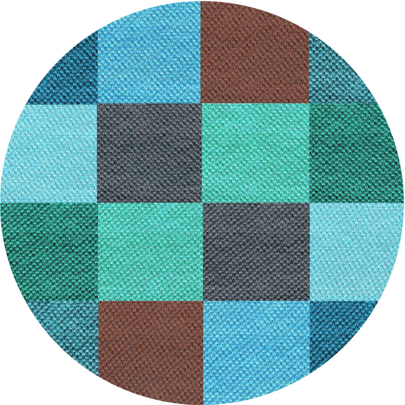 Tapis géométrique bleu clair, Rond 5 pi