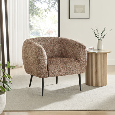 Villa Retro Upholstered Cocoon Tub Style Accent Armchair - Stylish Textured Fabric