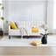 Lit de jour rembourré en velours beige Elena