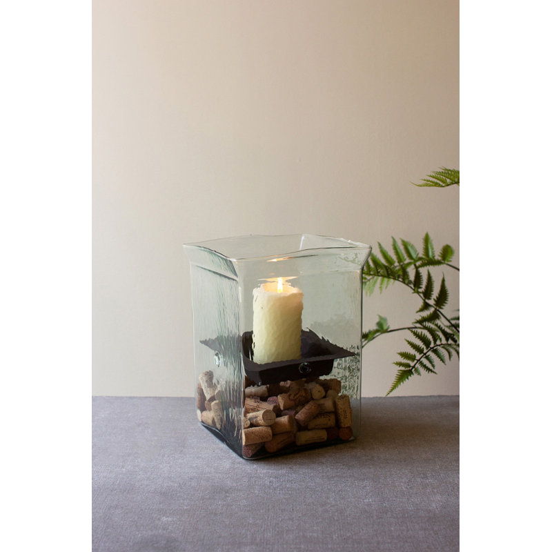  Clear Glass Candle Hurricane – 12" Tall Square Design, 12'' H x 8'' W x 8'' D