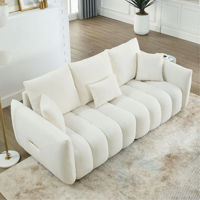 Canapé rembourré avec coussins de dossier et coussins de 81 po Raeshon, Beige
