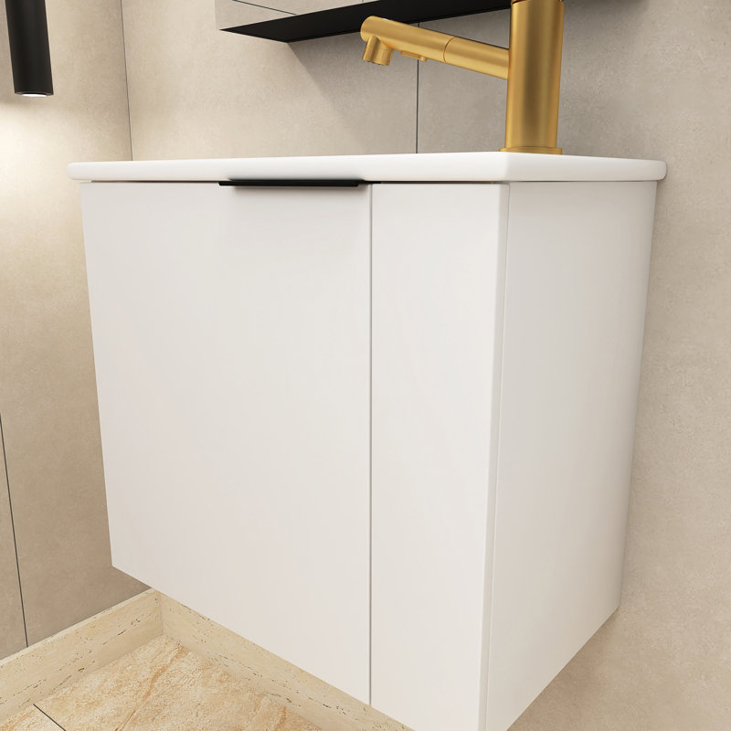 Meuble-lavabo simple 22 po avec plateau en céramique Ani, Blanc