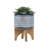 Ceramic 5" Aztec Planter On Wooden Stand, Gray