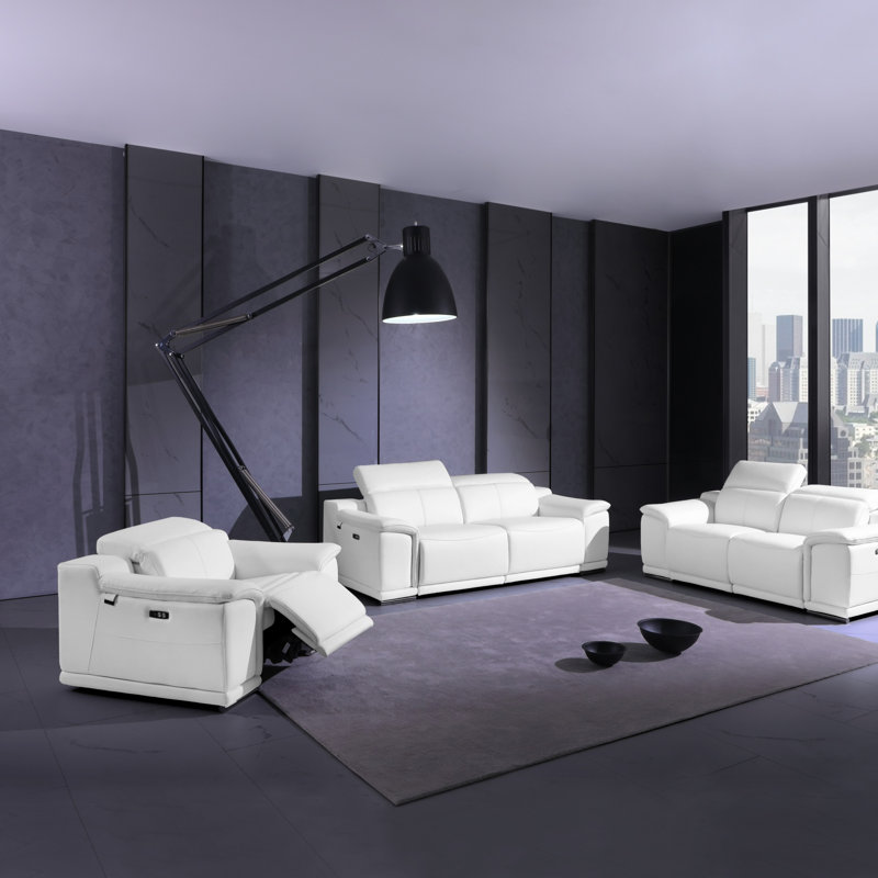 Causeuse inclinable en cuir Global United, Blanc