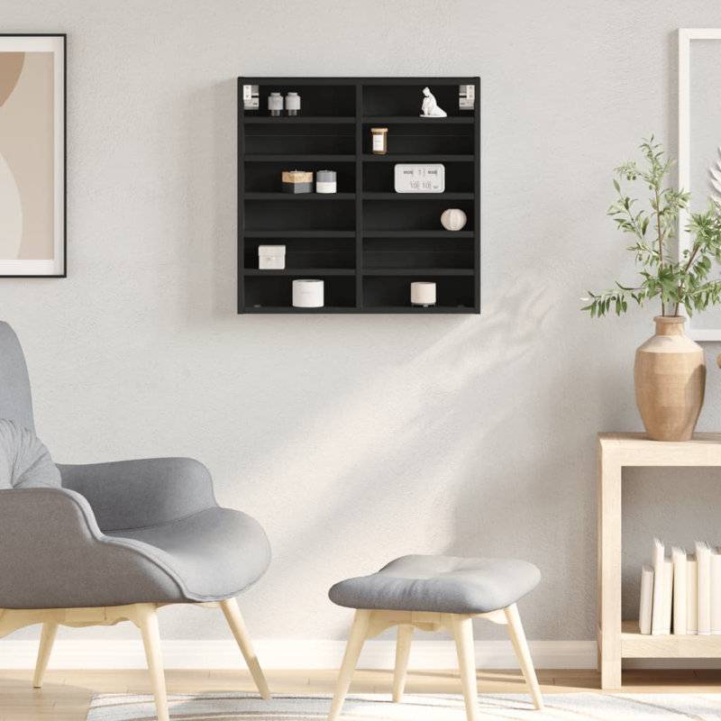 Roenick Floating Shelf, 58cm H x 60cm W x 8.5cm, Black