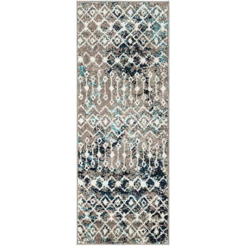 Tapis brun / noir en polypropylène tissé à la machine Briehn, Tapis de couloir 2 pi x 5 pi