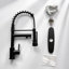 Robinet de cuisine noir mat avec douchette extractible, commande tactile unique, col de cygne en acier inoxydable à 2 fonctions, installation monotrou pour diverses configurations