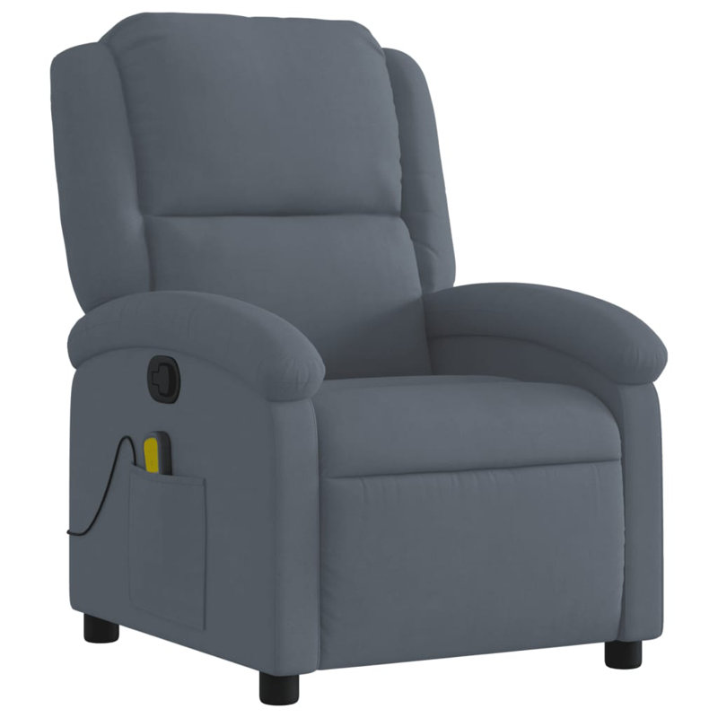 Upholstered Massage Chair, Manual Push Back, Gray Velvet