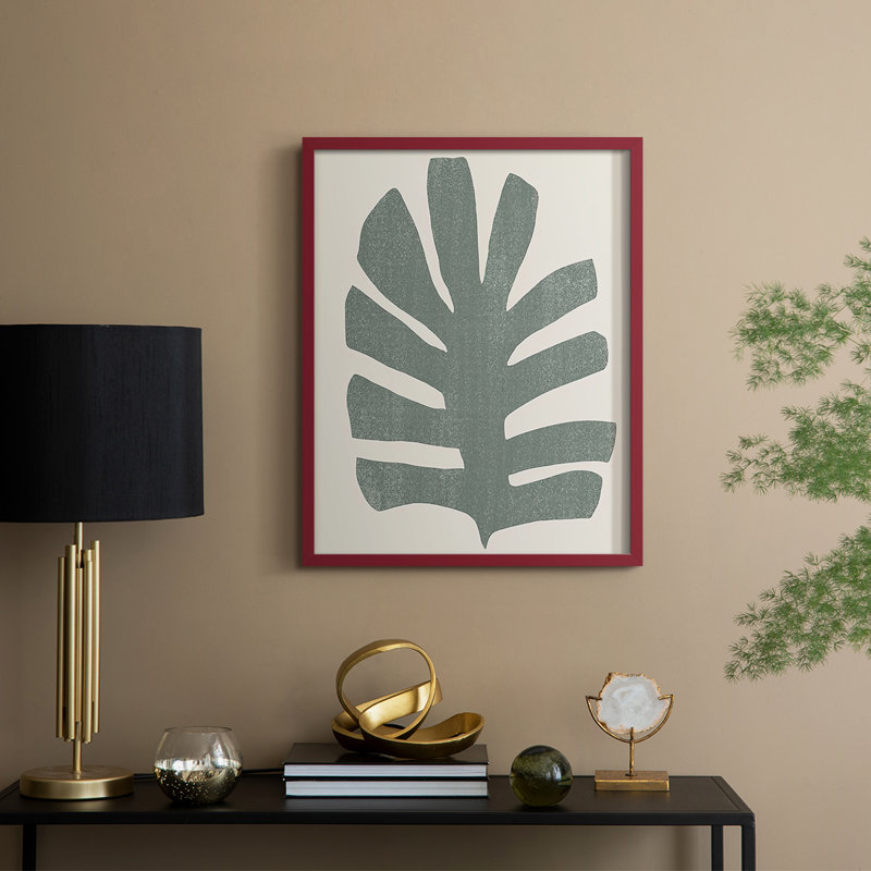 Palm Morph III, reproduction encadrée - bois massif, H 15 po x l 12 po, Rouge