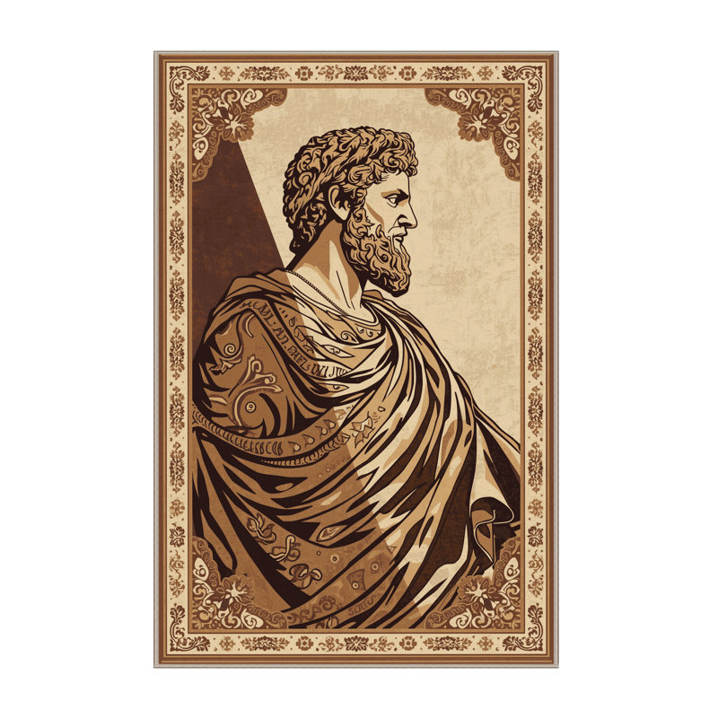 Tapis oriental classique parnika Marcus Aurelius lavable à la machine en brun - reliure beige, 5 x 8