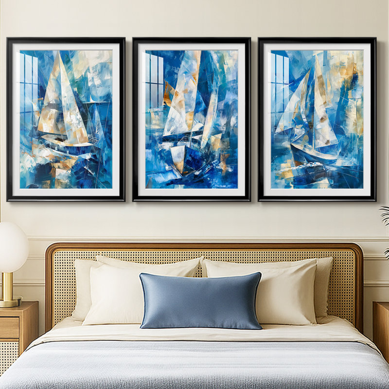NAUTICAL Series CLxxxi - Impression personnalisée de qualité supérieure avec passe-partout - 3 pièces, Noir