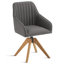  Fauteuil d'appoint pivotant rembourré, fauteuil en bois ergonomique en lin pour salon, chambre à coucher-1363479005