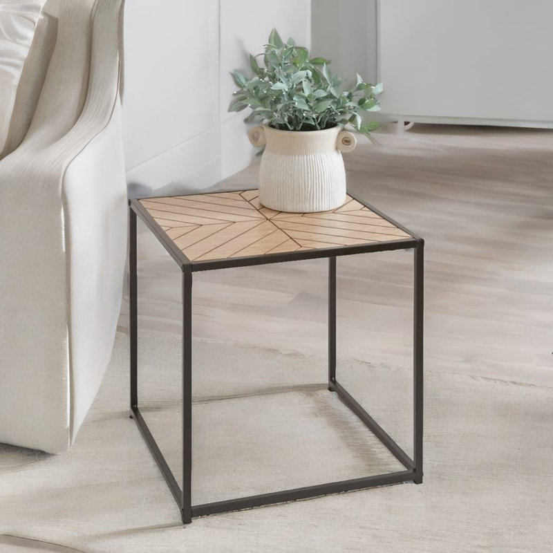 Adalhi Square End Table with Metal Legs Side Tables Living Room Furniture