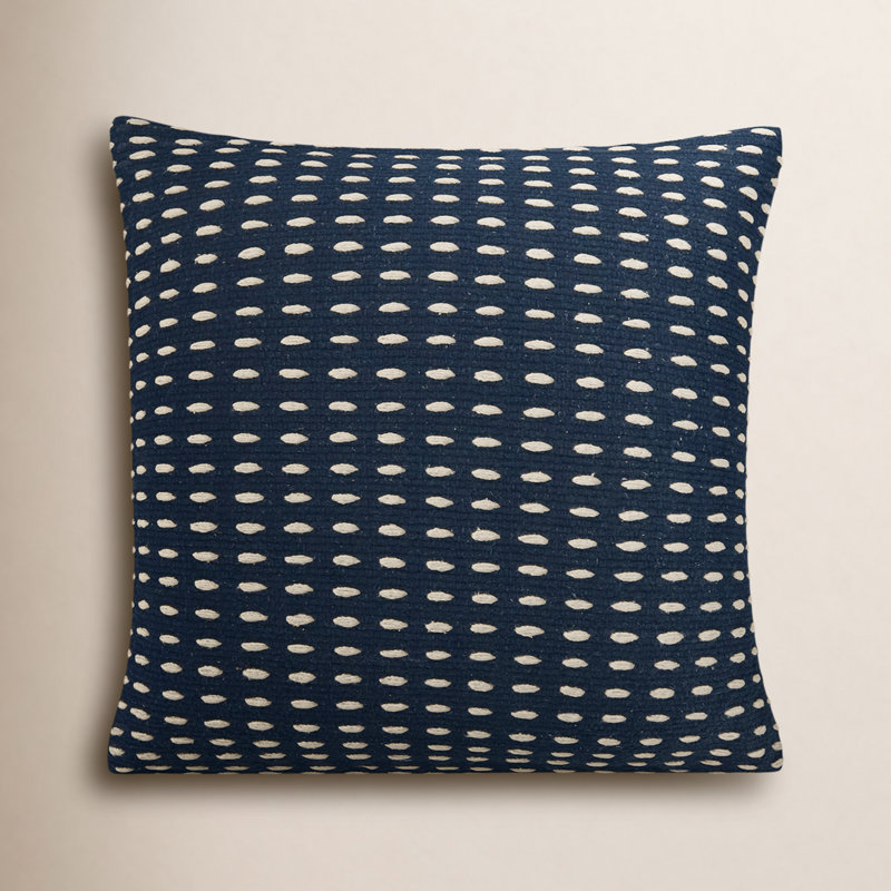 Elya Cotton Throw Pillow, Down Blend, Navy Blue