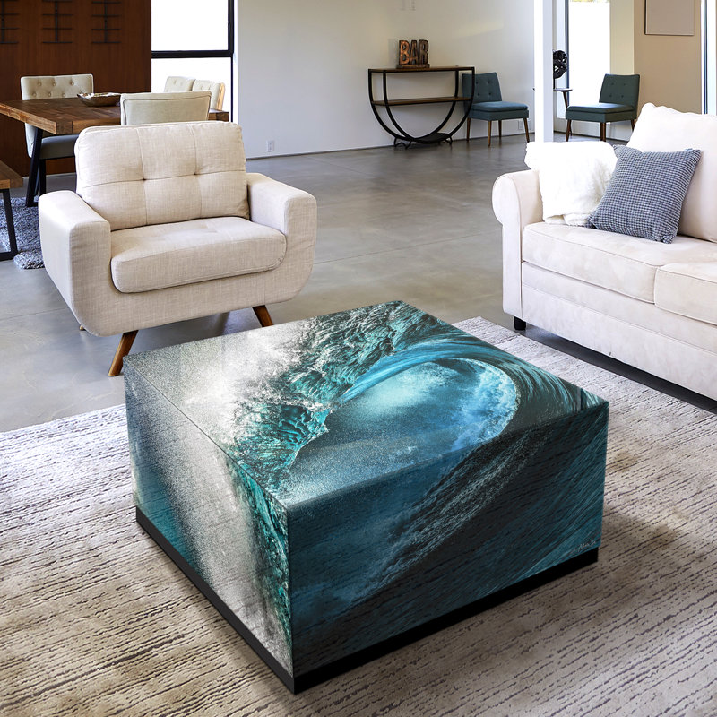 Grande table basse en verre avec base noire