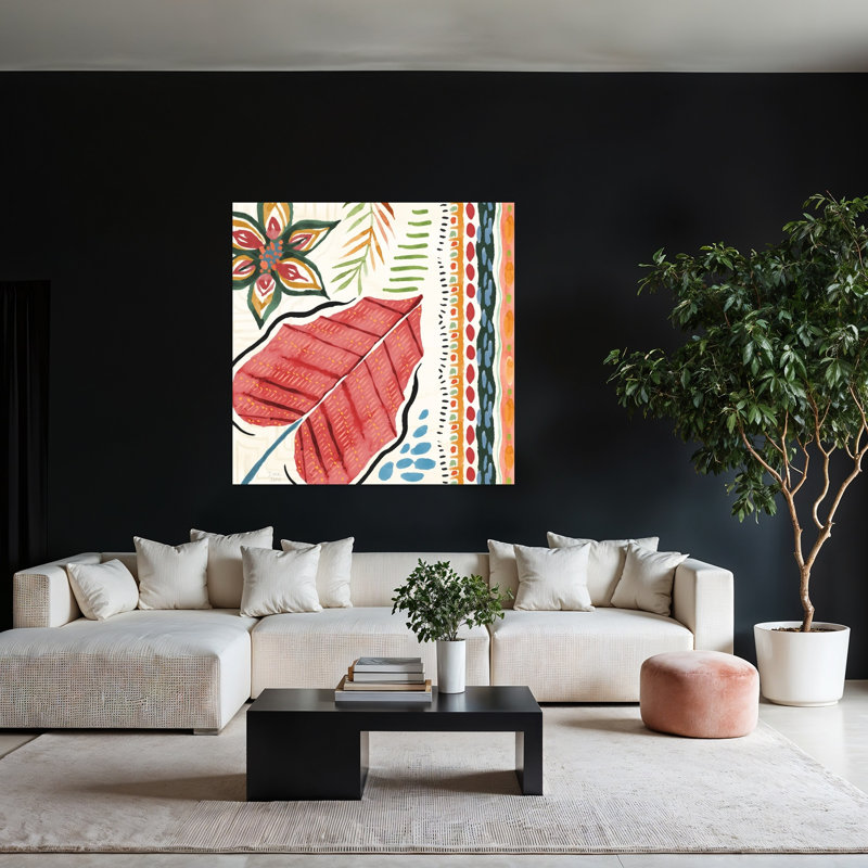 Forêt tropicale V, art géométrique abstrait de paysage tropical, H 48 po x l 48 po