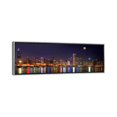 Reproduction de photo sur toile, "Chicago Cubs Pride Lighting across Downtown Skyline II, Chicago, Illinois"