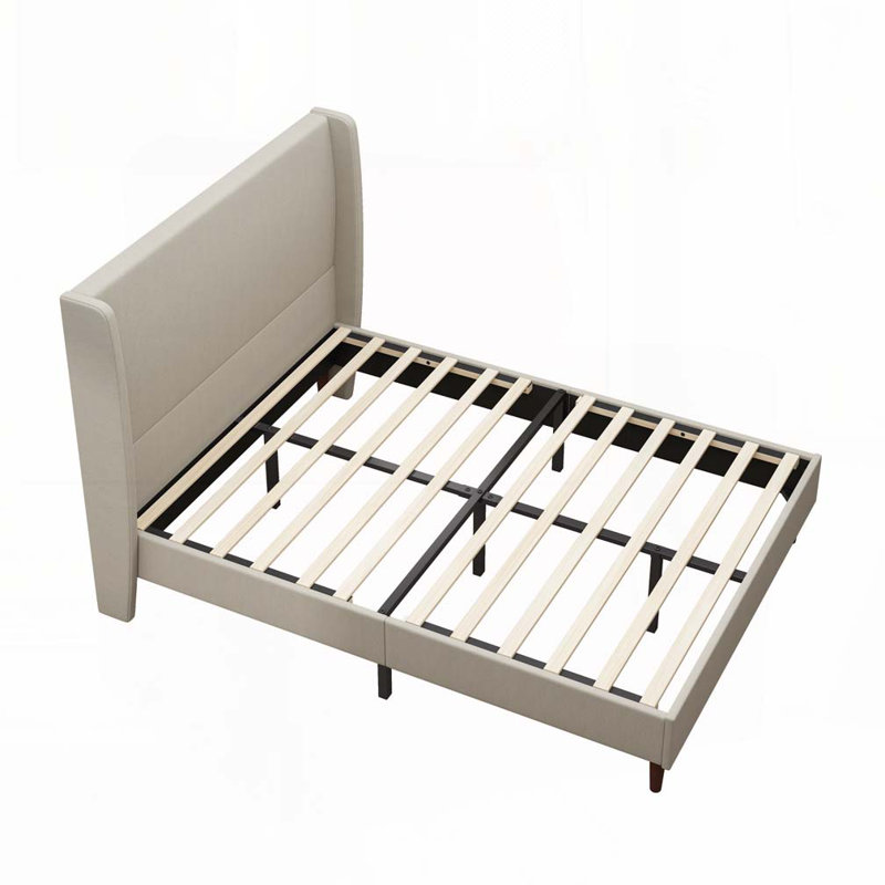 Lit tapissier en chenille, Beige Linen, Grand lit