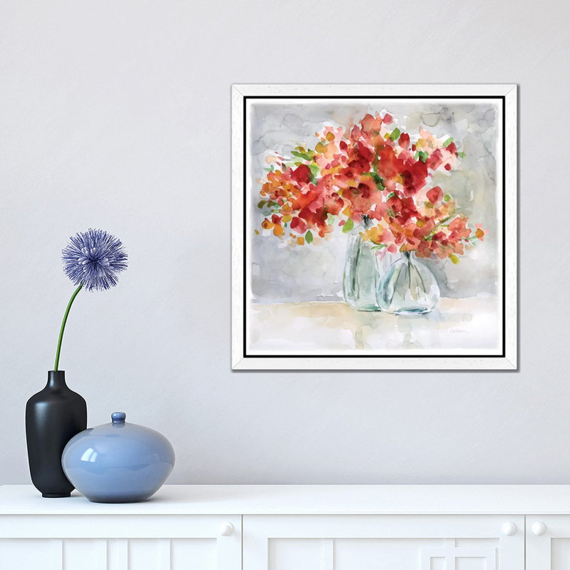 Arrangement by Carol Robinson - Painting, 66.04 cm H x 66.04 cm W, White Floater Framed
