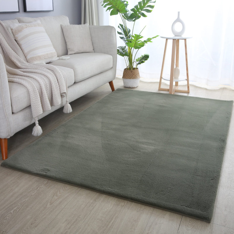 Solid Colour Knitted Area Rug, Rectangle 200 x 280 cm, Green