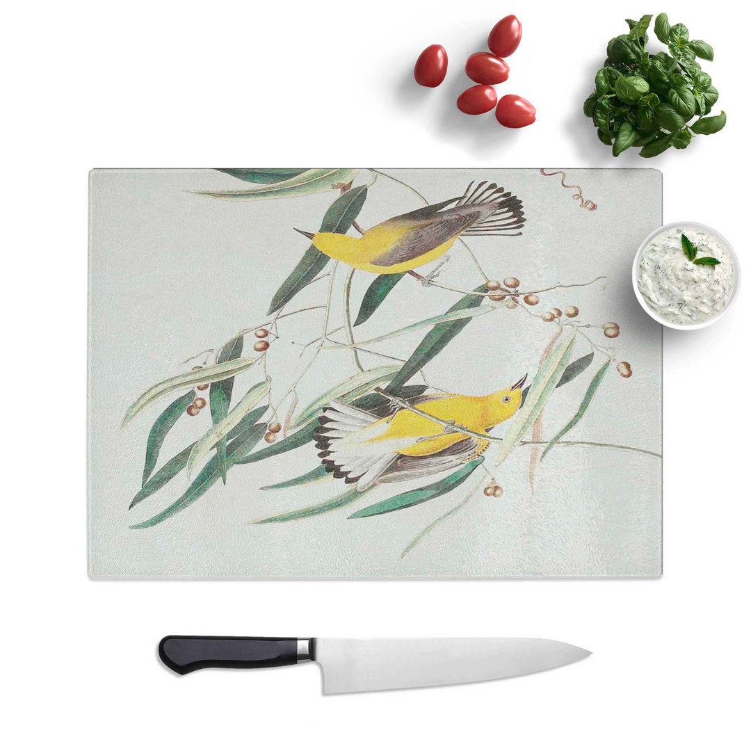 Tempered Glass Prothonotary Warbler Birds by John James Audubon Chopping Board