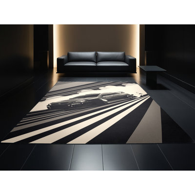 Tapis gris moelleux doux et moelleux Elina Rally Car Drift