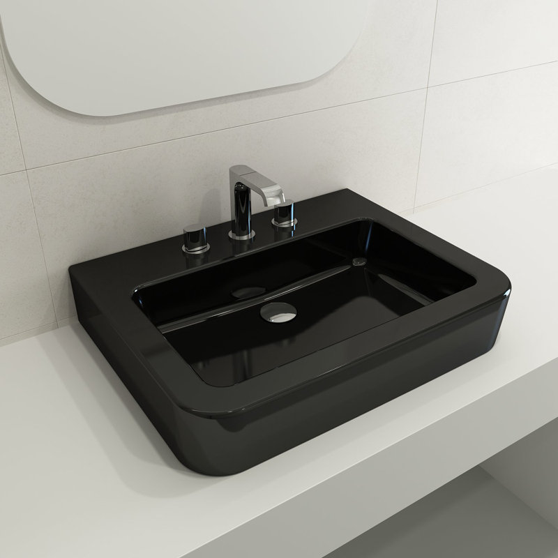 Parma 25.59'' L Bathroom Sink, Matte Black, Single-Hole