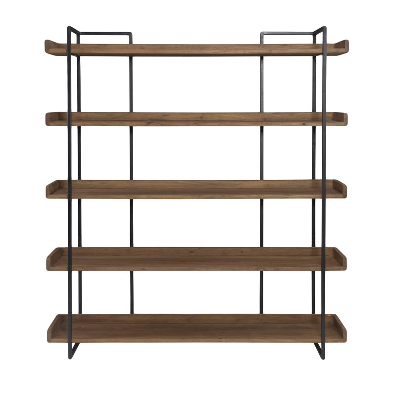 Berrien Solid Wood Etagere Bookcase, (5 Shelves) 75.5" H x 68" W x 13.5" D