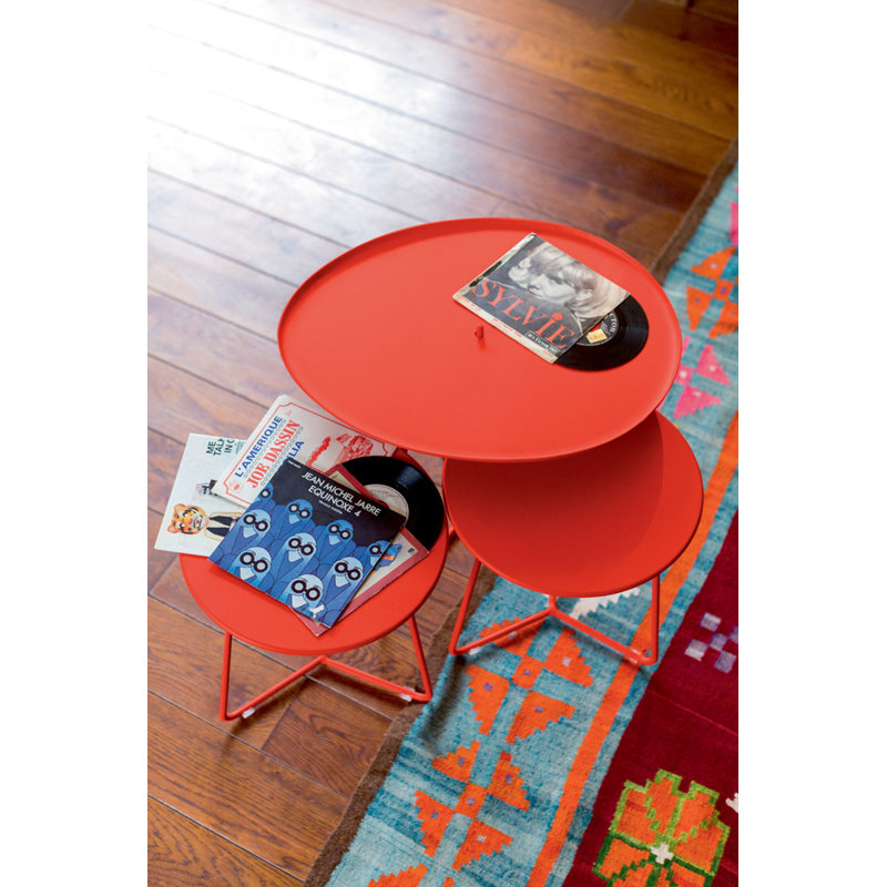 Cocotte Outdoor Round Side Table, Acapulco Blue, 14" H x 13.5" L x 13.5" W