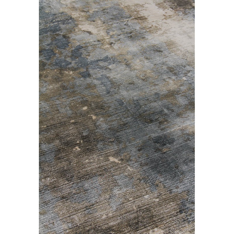 Koda Handmade Synthetic Silver/Blue/Brown Area Rug, Rectangle 8' x 10'