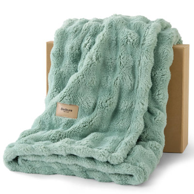 Bedsure 3D Fleece Bubble Blanket - GentleSoft Tie-dye Beige Queen Blanket for Bed Sofa Room Decor - Luxury Soft Cozy Gifts for Women, Lightweight, All Seasons, 90"×90"