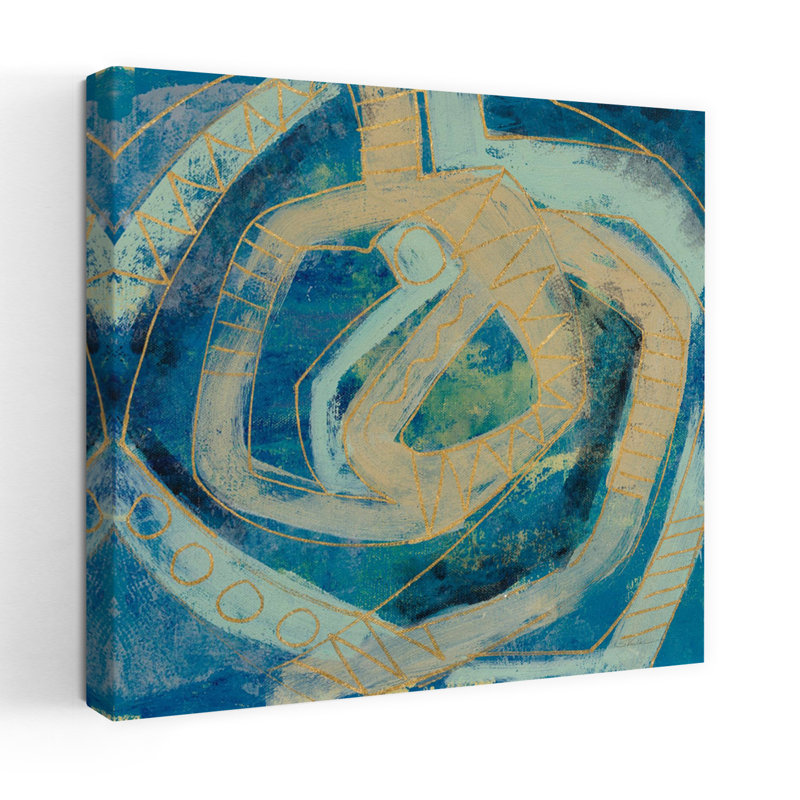 Carreau contemporain mi-moderne I avec art abstrait turquoise, H 24 po x l 24 po