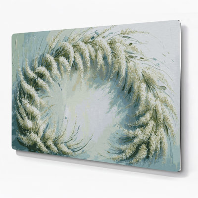 Botanical Elderflower Green Metal Wall Art