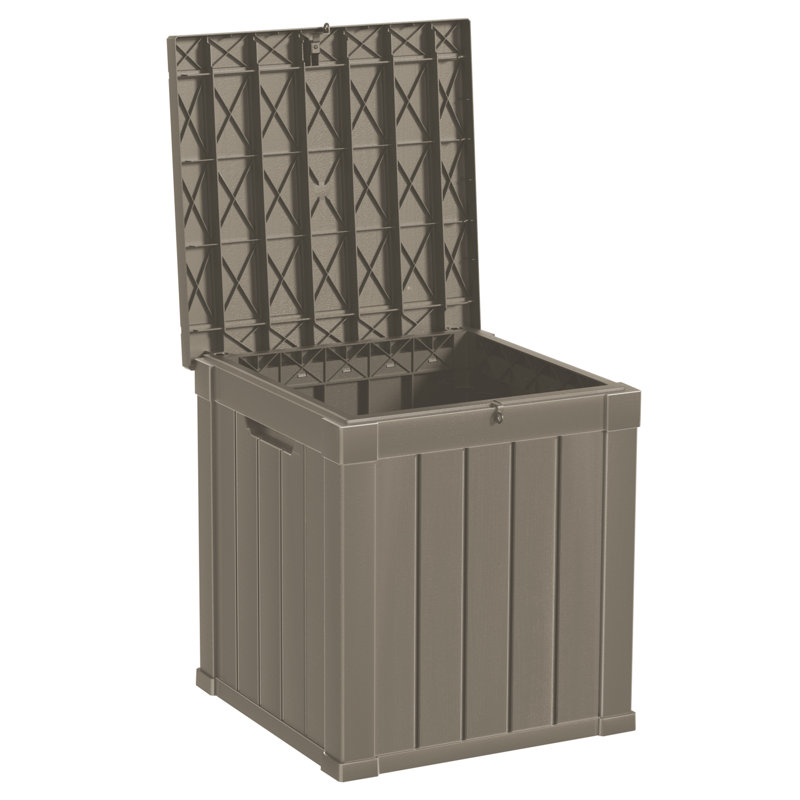 Boîte de rangement extérieure imperméable en résine 50 gallons toutes saisons, Brun