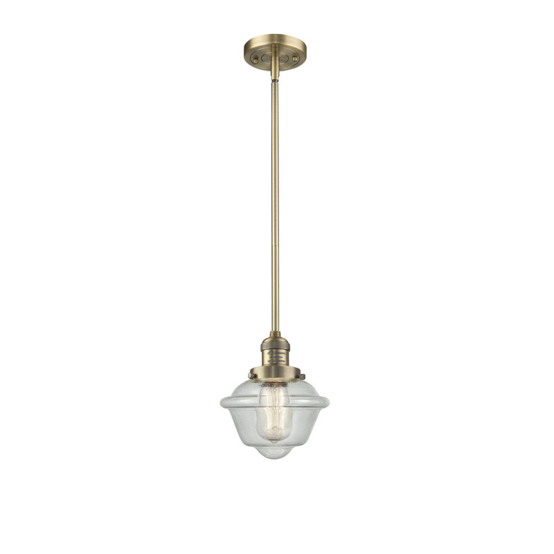 Luminaire suspendu simple 1 lumière Baptiste, Grainé, Laiton brossé, Ampoule DEL 6 watts Vinage