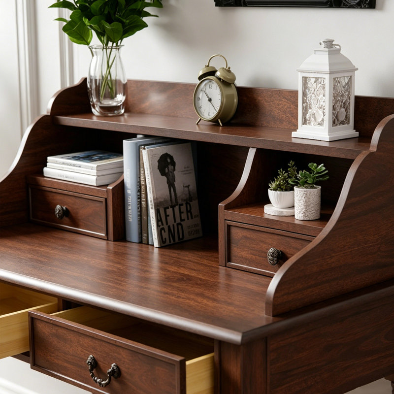 Bureau d'écriture Retro, Noyer, H 44,09 po x l 47,24 po x P 19,68 po