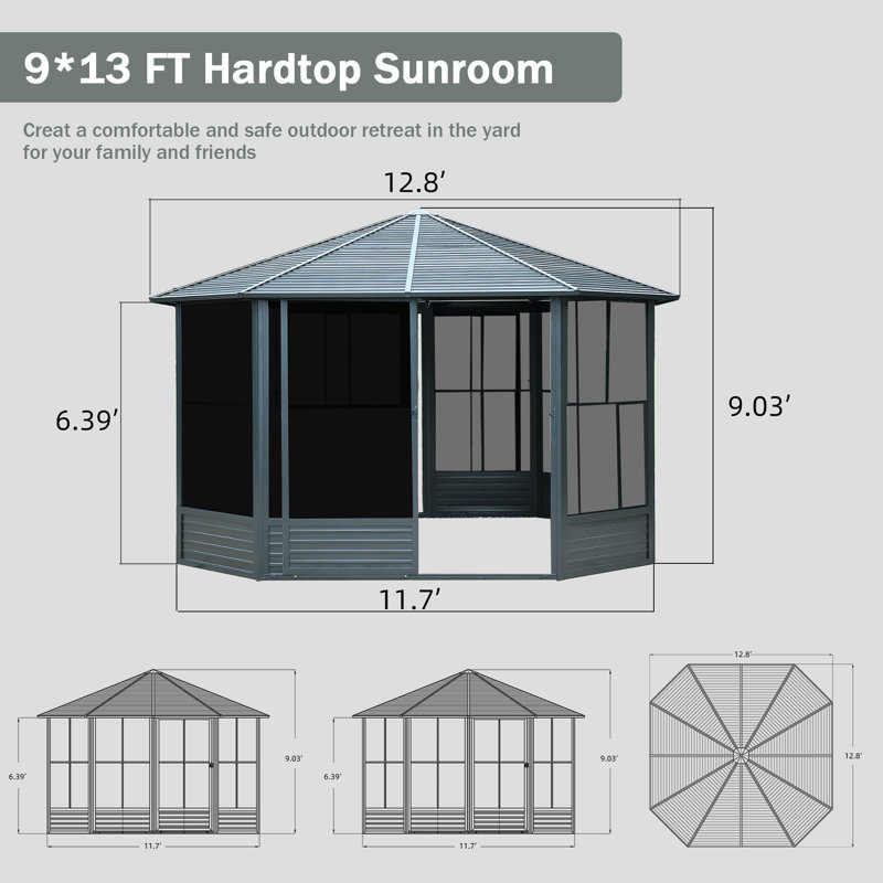 13 Ft. W x 13 Ft. D Metal Patio Gazebo