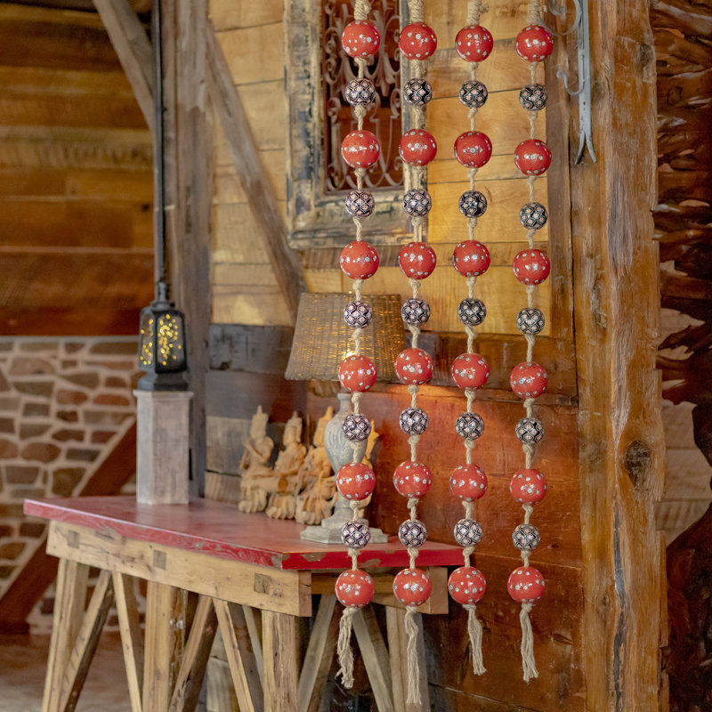 Suspension murale boule en porcelaine Tsugo, Rouge / bleu / noir