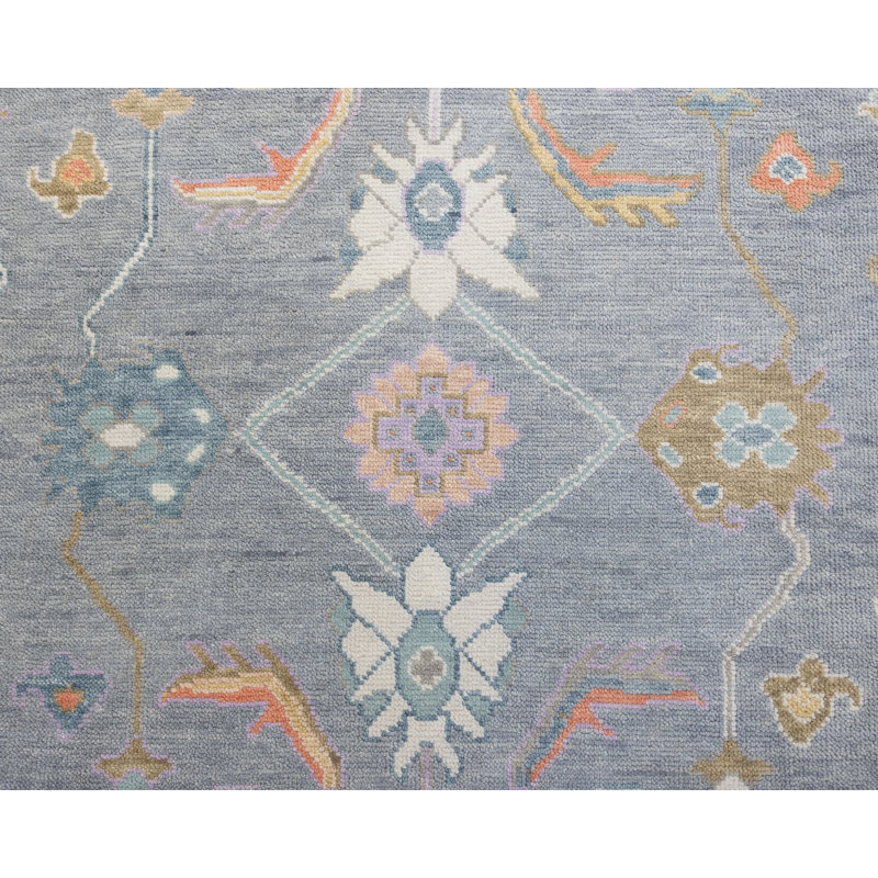 Hattie Hand Knotted Wool Trellis Area Rug, Rectangle 6' x 9'