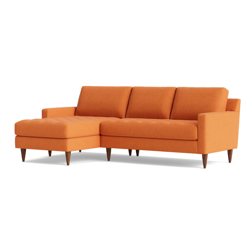 MCM Chaise Sectional, Performance Weave - Carrot, Left Hand Facing