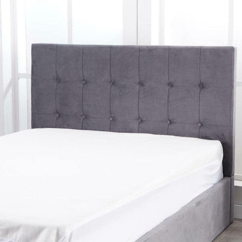 Ottoman Storage Bed Grey Velvet and 1 Mattress, Double (4'6)