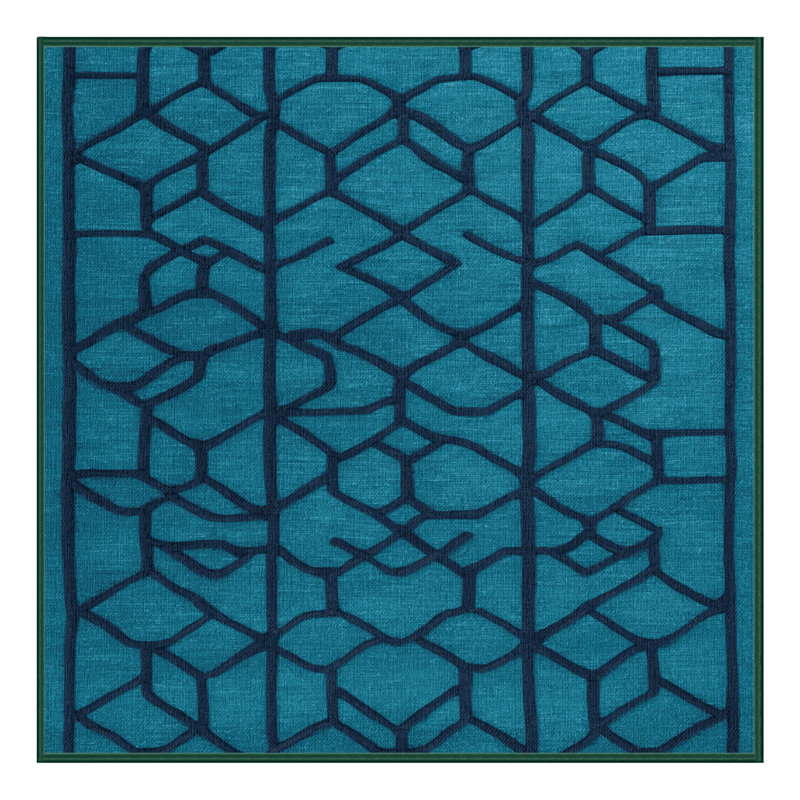 Machine Washable Trellis Green Area Rug, Square 8'