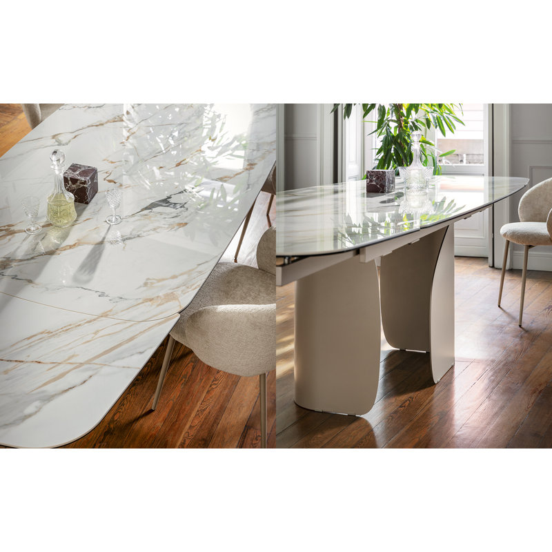 Twins Extendable Tables, White Travertino